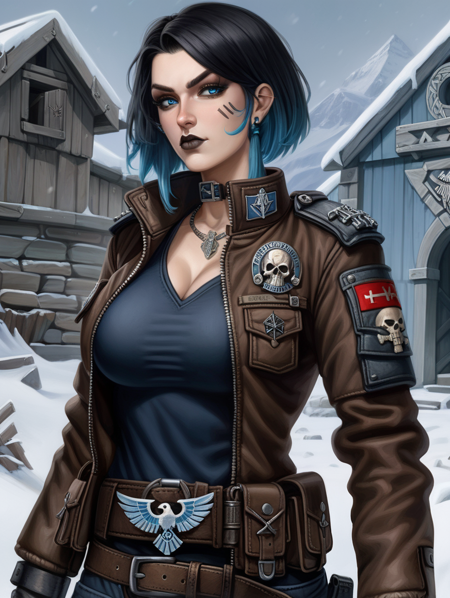 Warhammer 40K young very busty Commissar woman She