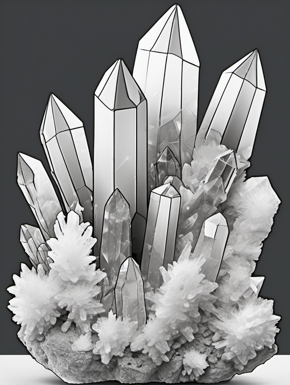 cluster of quartz crystals color page no color