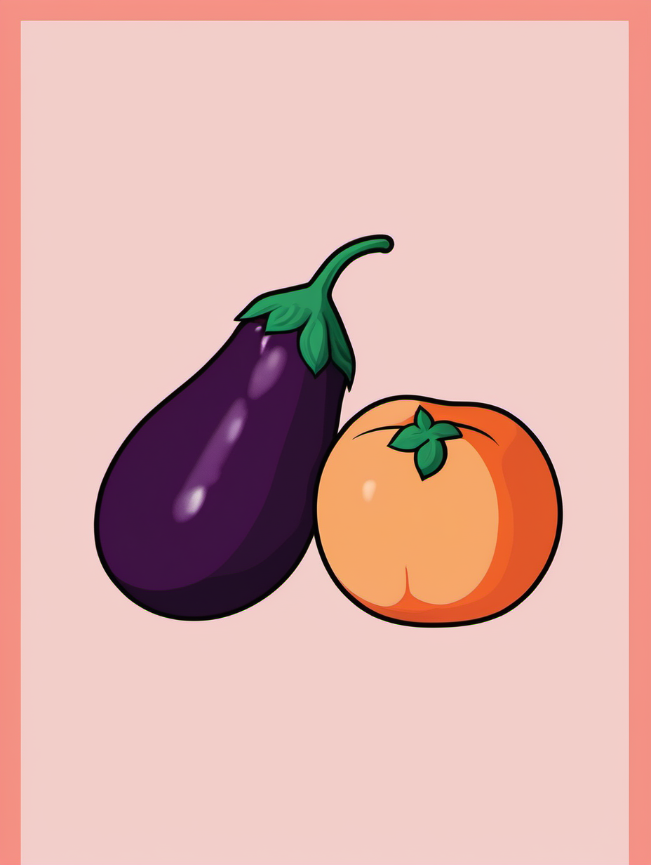 an eggplant and peach poster