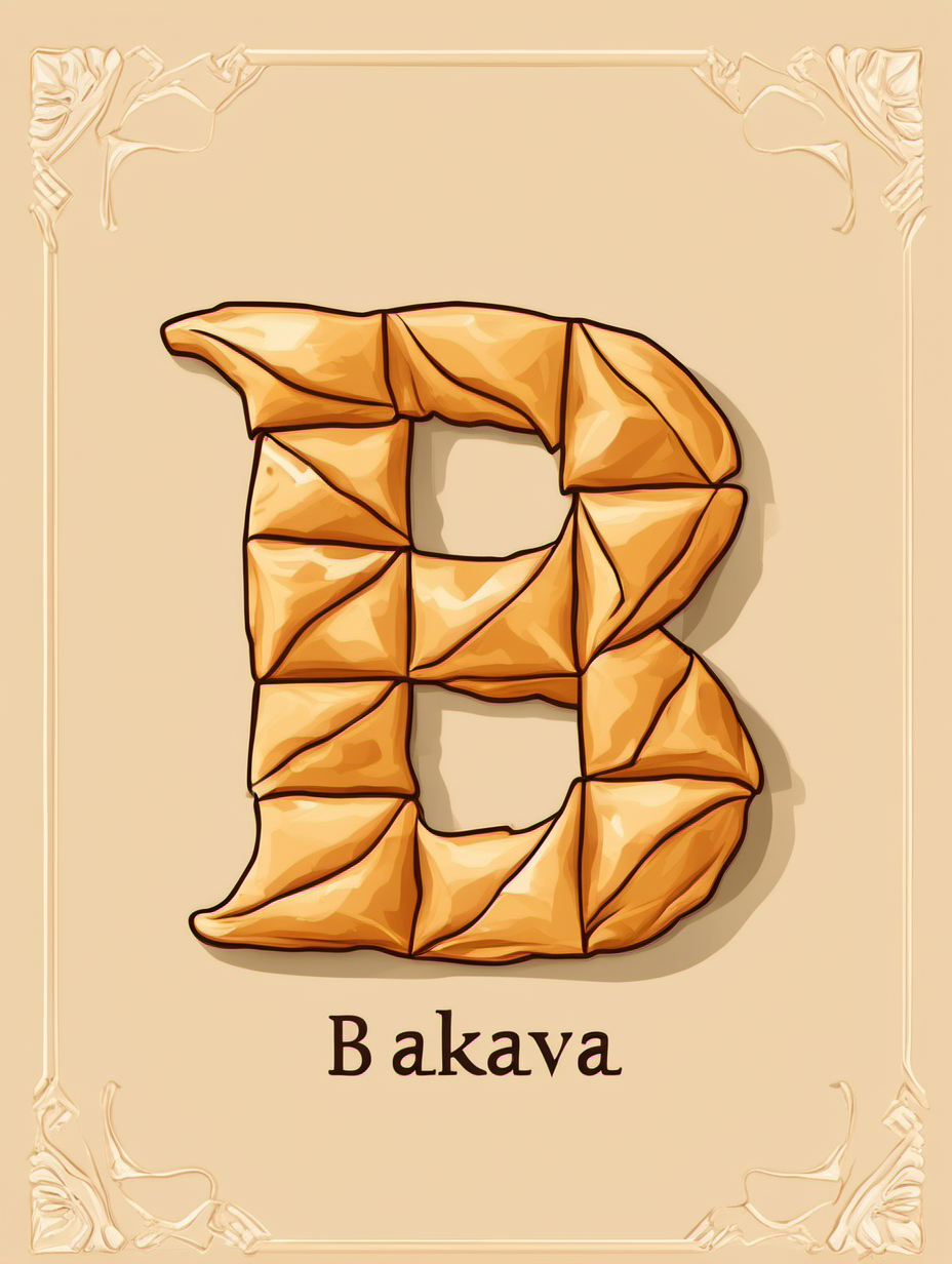 the letter B but it is written in baklava in simple vector format
