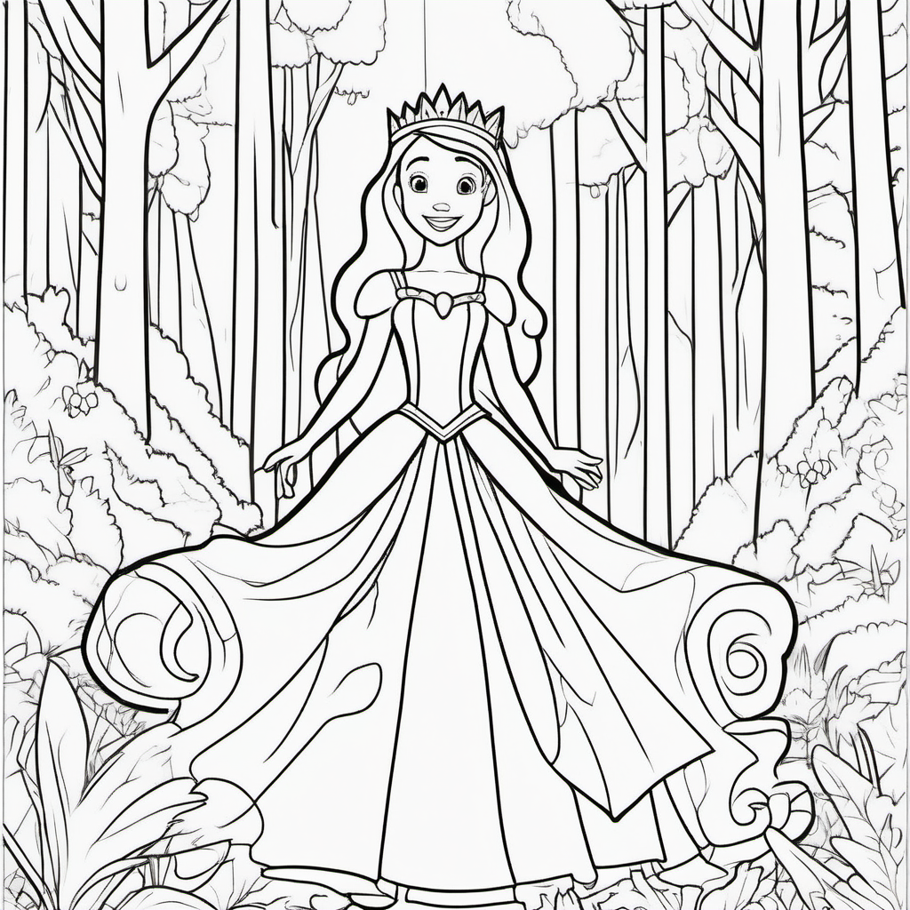 Black and white princess for kids coloring Vector Image