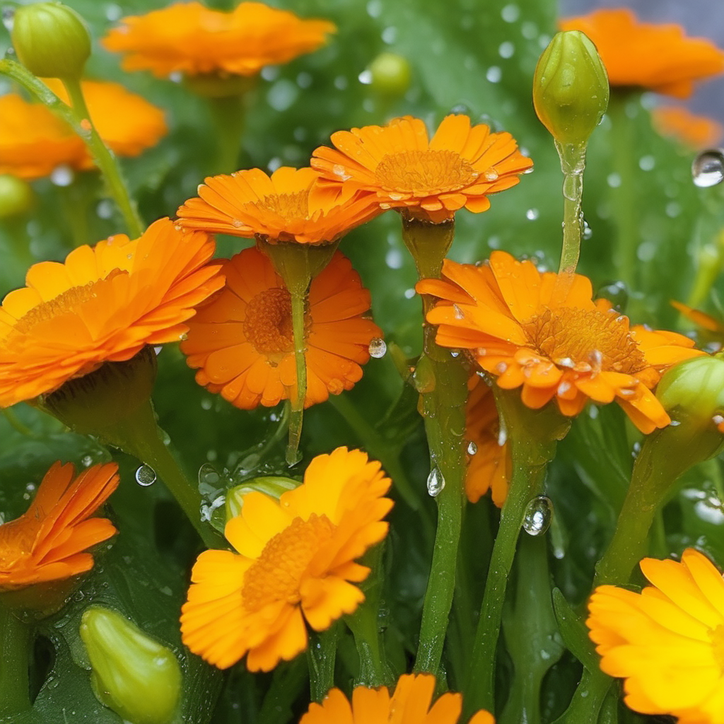 combine dew drops with calendula flowers