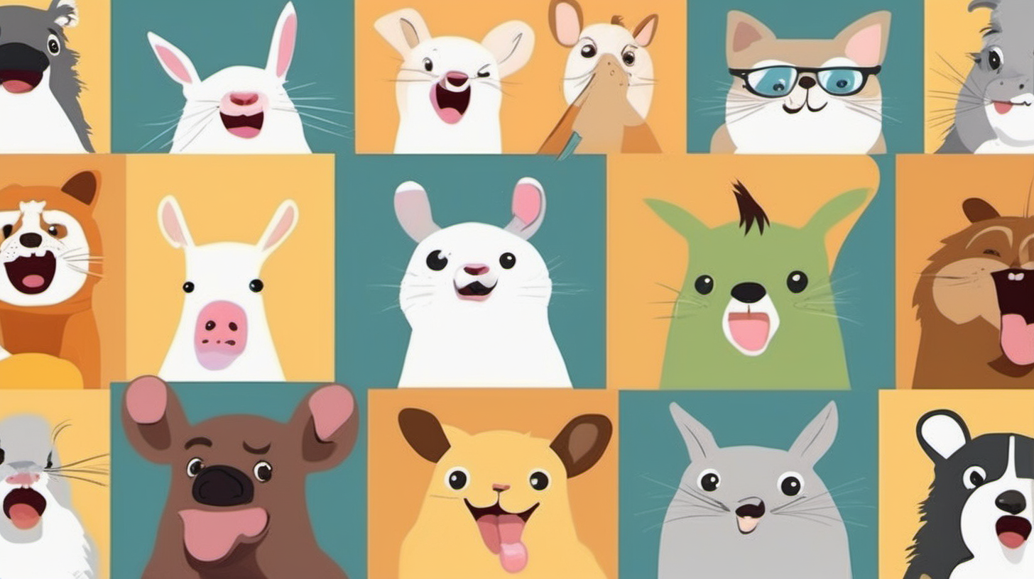 imagine A collage of animals making funny facial