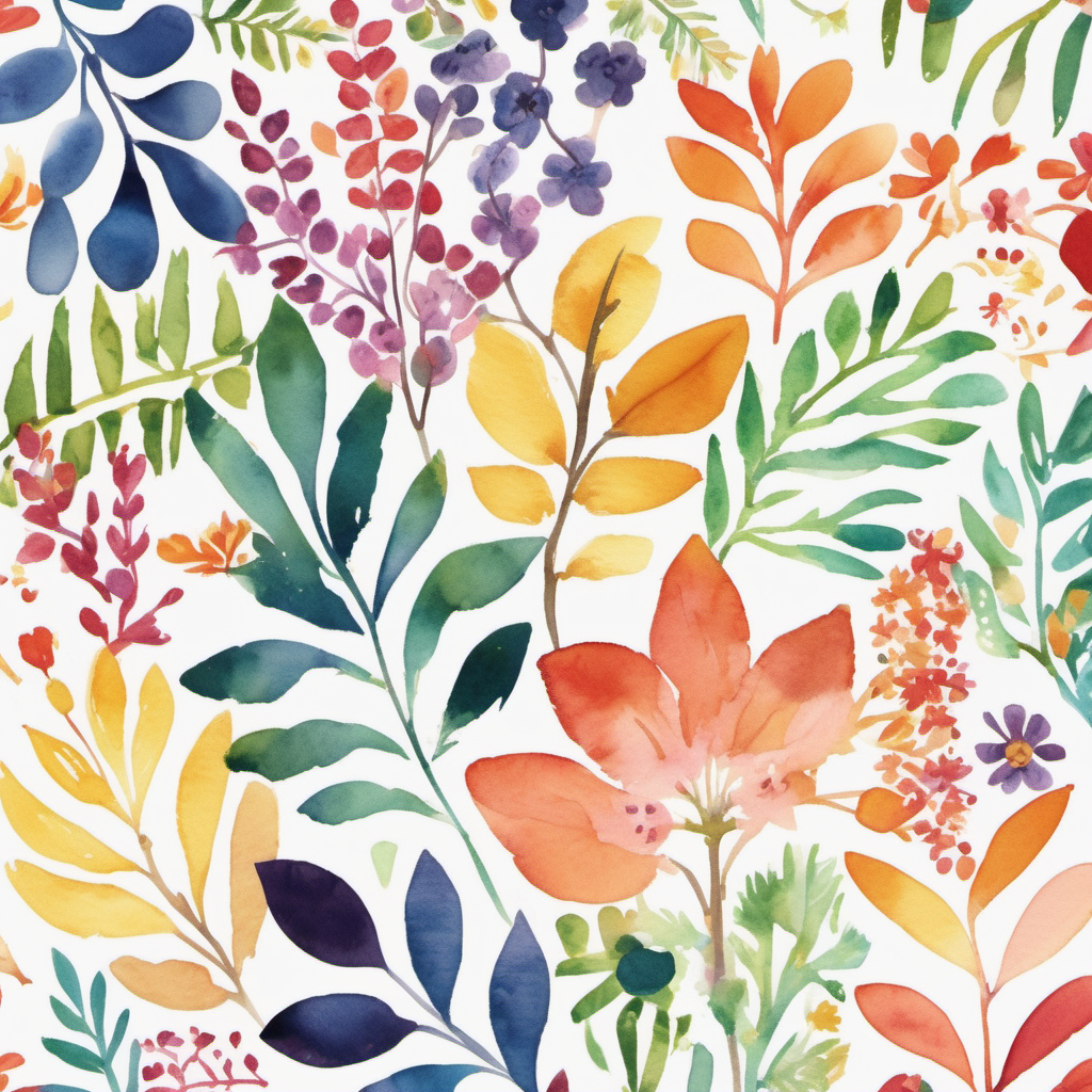 /envision prompt: In this watercolor rendition of a botanic foliage clipart border, the vibrant pigments dance across the canvas, bringing life to the intricate details of leaves and blossoms. Channeling the spirit of Mary Blair's whimsical style, the scene unfolds with a playful yet refined touch. A spectrum of warm hues dominates, creating a lively and inviting atmosphere. The characters, if present, wear expressions of awe and appreciation for the natural beauty surrounding them. --v 5 --stylize 1000