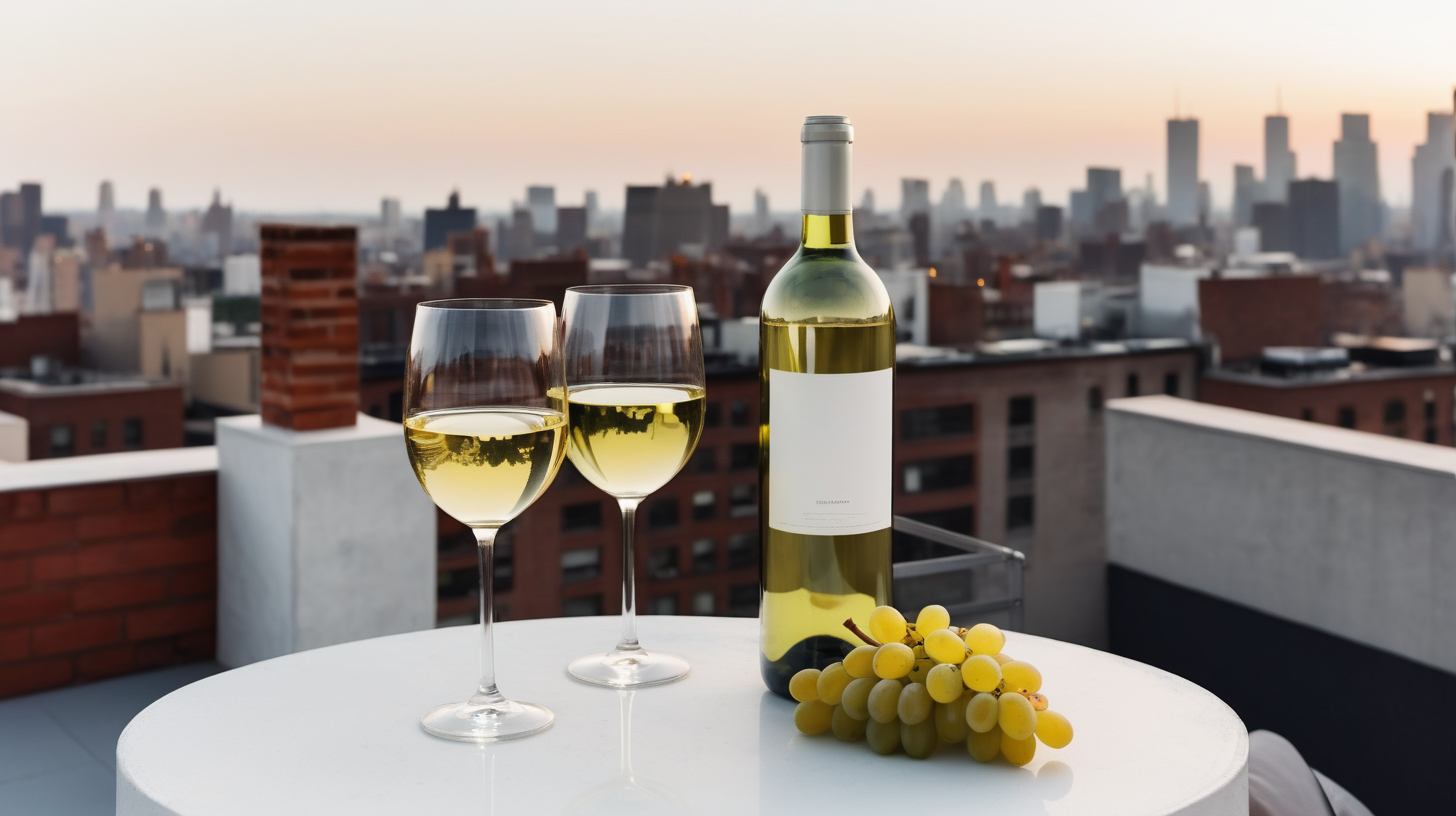 white wine at a rooftop party










