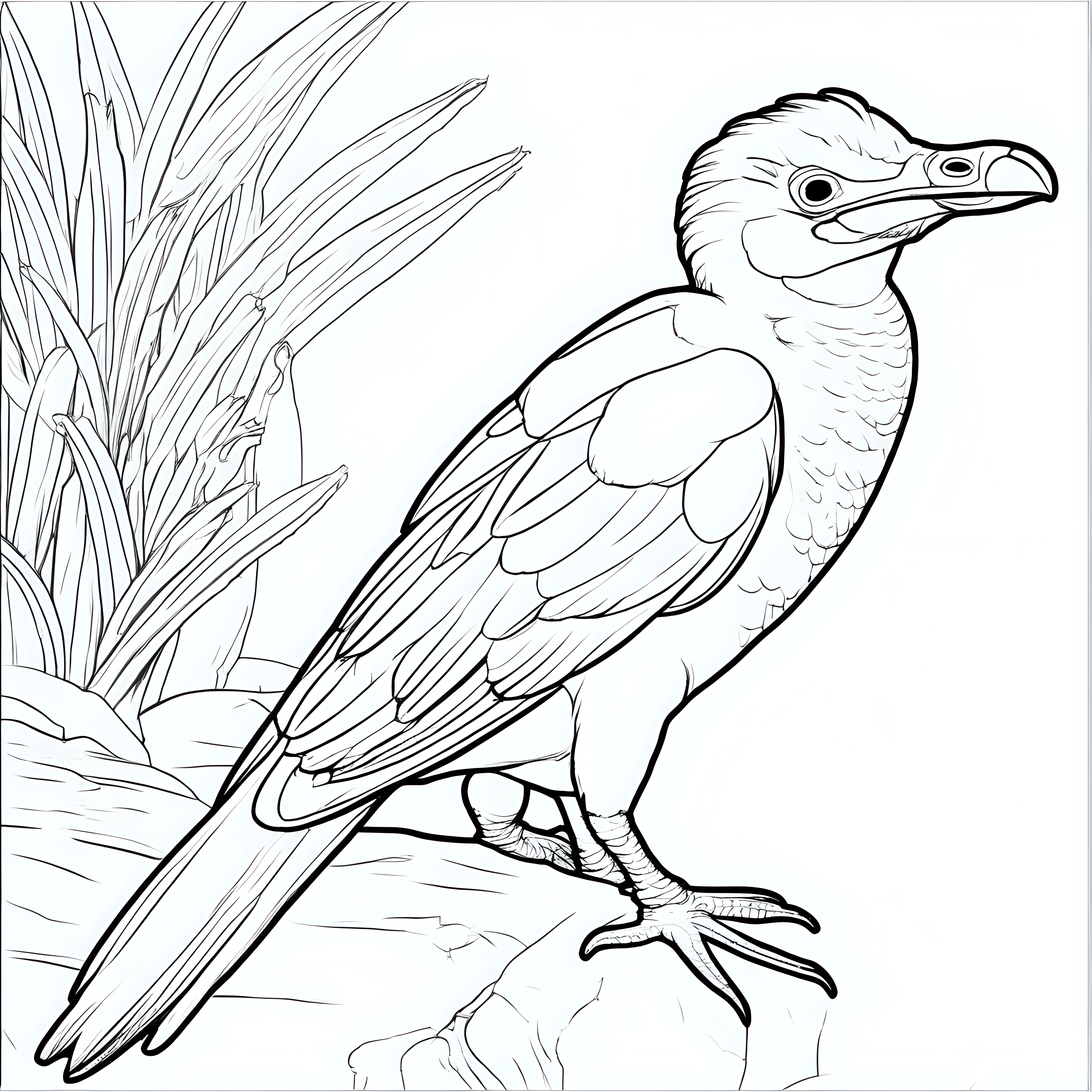 draw a cute Anodorhynchus hyacinthinus with only the outline in back for a coloring book