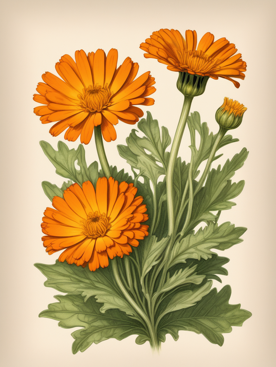 calendula botanical illustration
