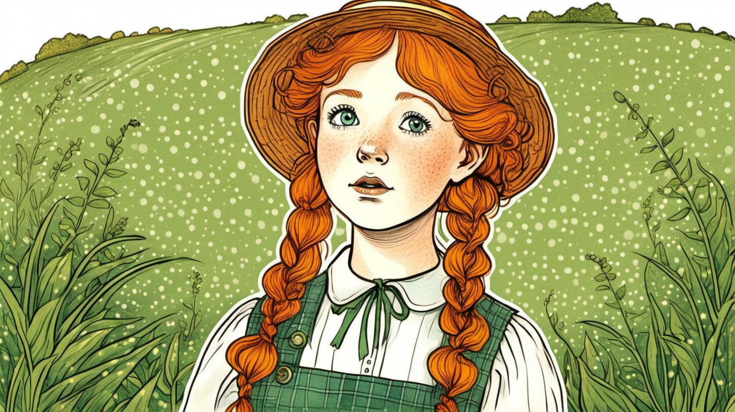 
Anne of Green Gables fairy tale illustration

Anne of Green Gables has freckles on her face.