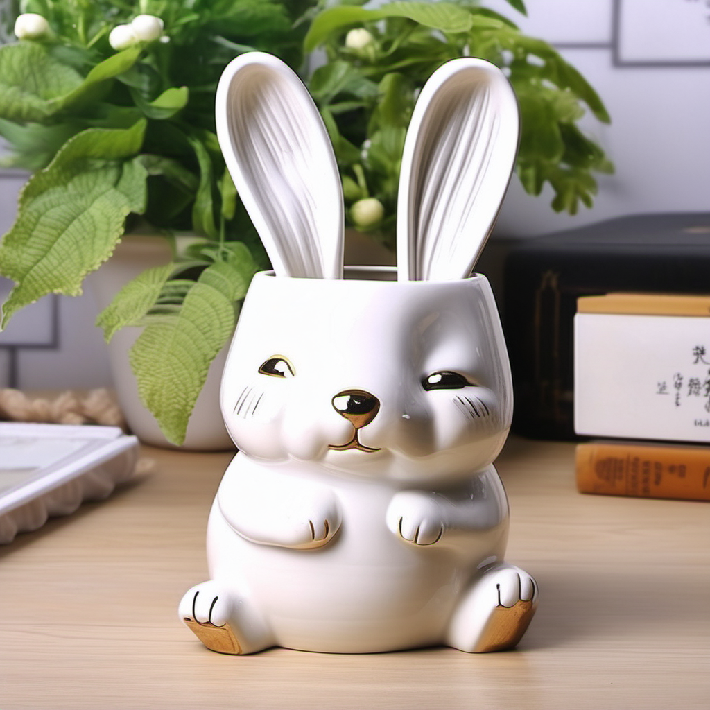 Ceramic rabbit flowerpot