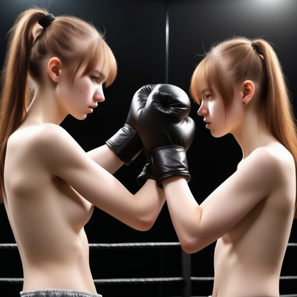 20 year old slender women bare knuckles embraced in a fight 