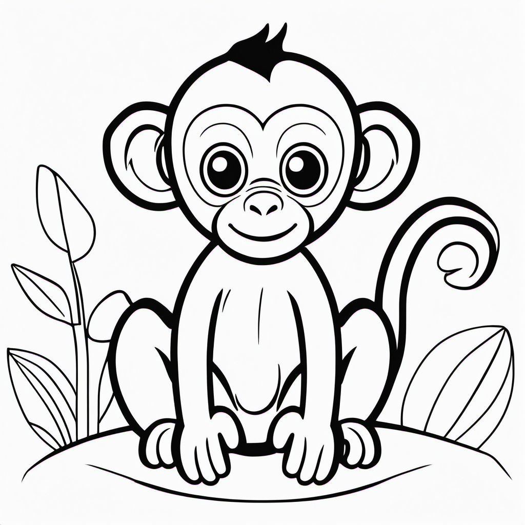 draw a cute monkey animal with only the