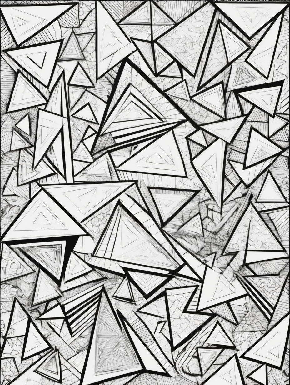 triangle shapes abstract coloring page no colors