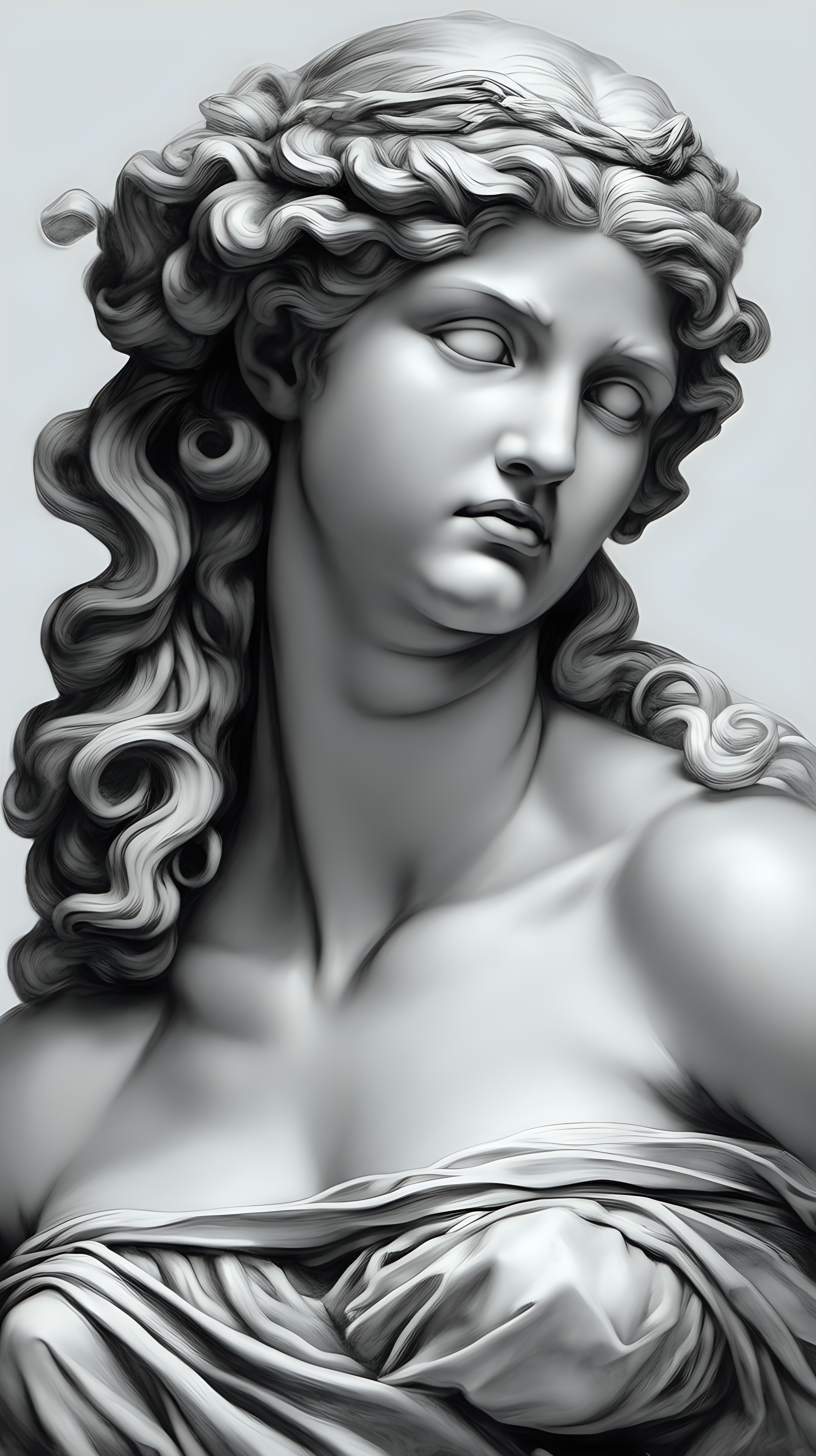 /imagine prompt : a hyper realistic black and gray Michelangelo drawing, feauteted a beautiful aphrodite, godess greek mytology
/describe : whole subjects in the box
-no cut
<background>white papaer
<style>pencil drawing
_ar 9:16