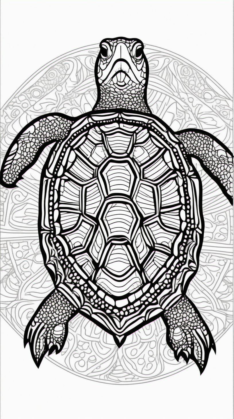 seaturtle mandala background coloring book page clean line