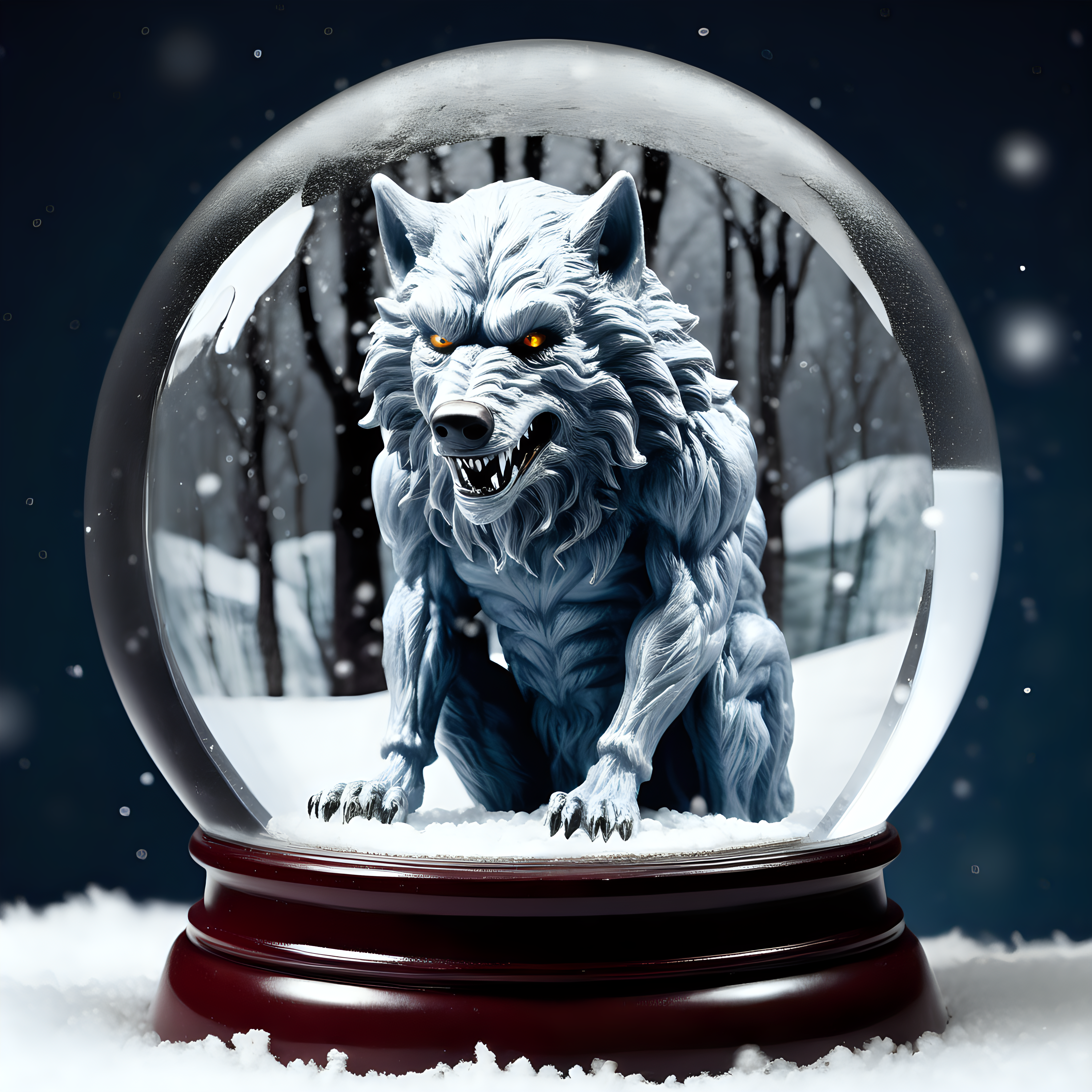 Wolfman in a snow globe