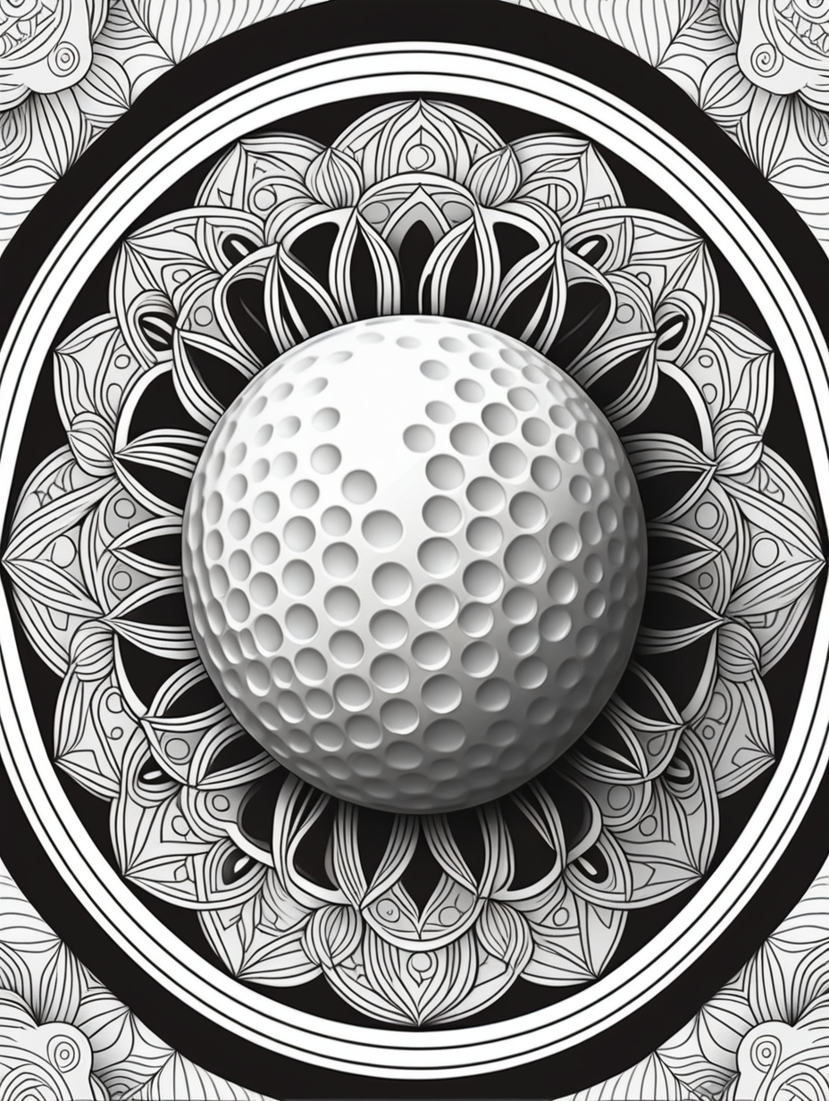 golf inspired mandala pattern black and white fit