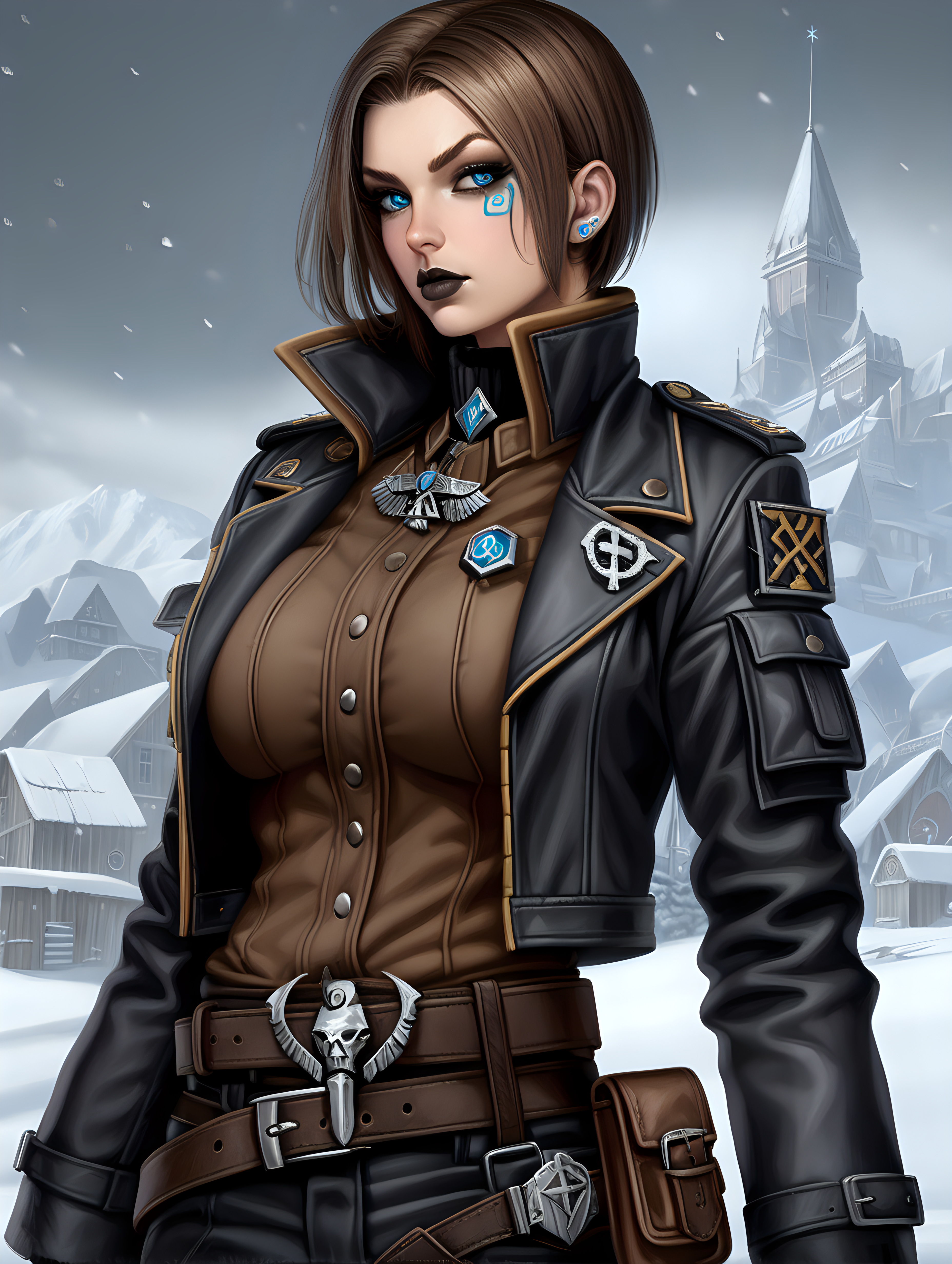 Warhammer 40K young very busty Commissar woman She