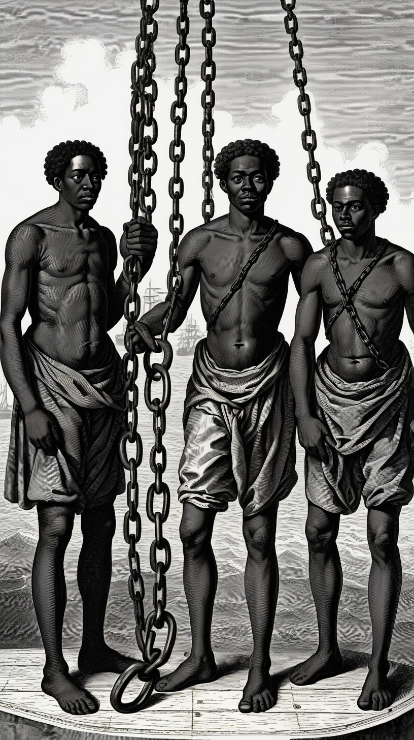 1600s black slaves chained on ships