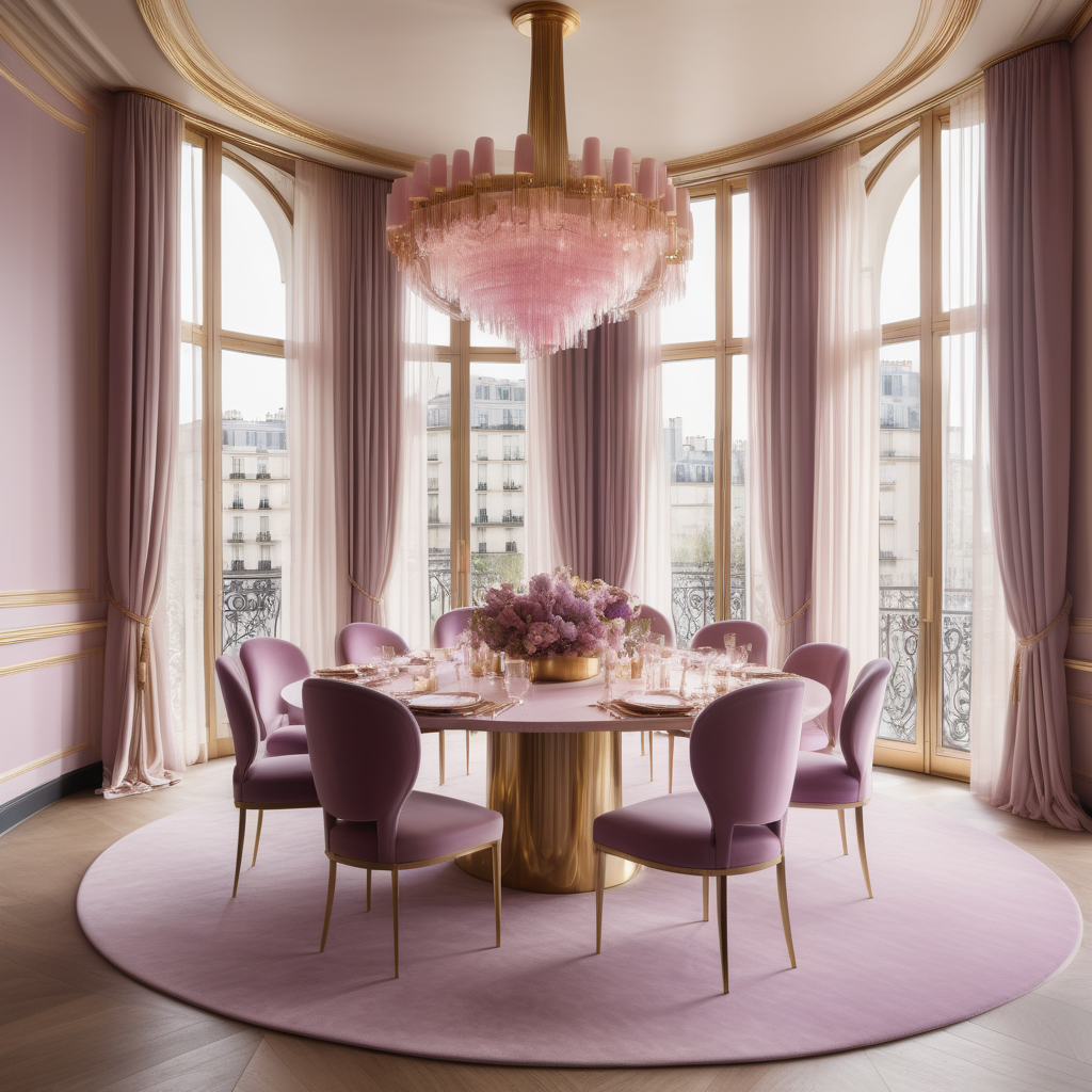hyperrealistic image of large modern Parisian dining floor