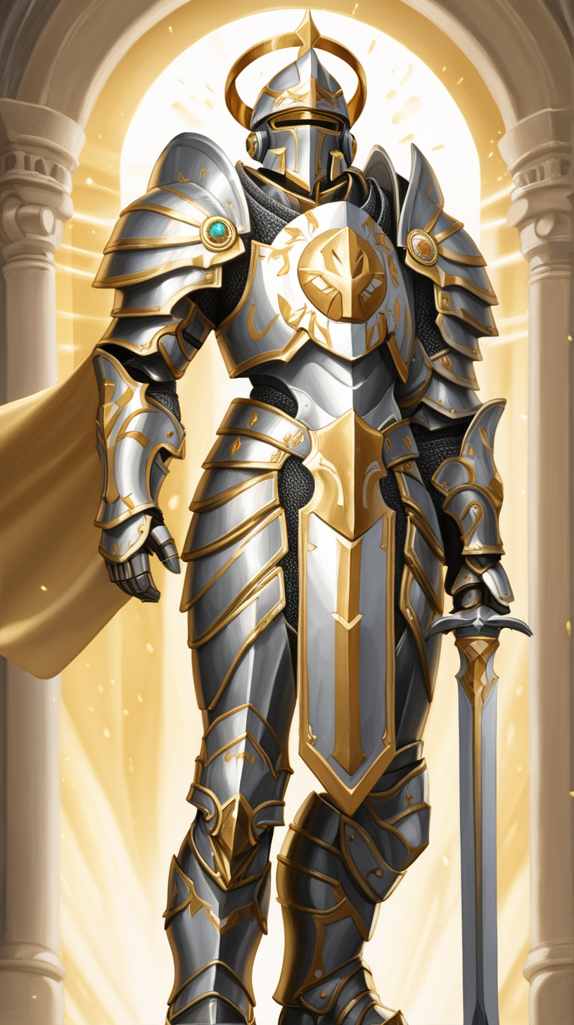 paladin with a halo wearing armor