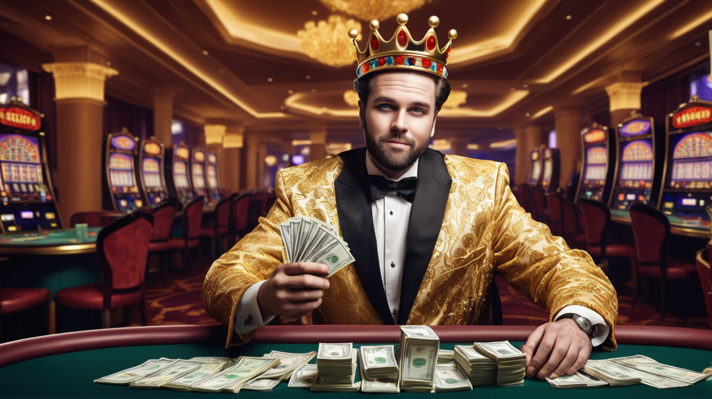 a man with King character in casino club