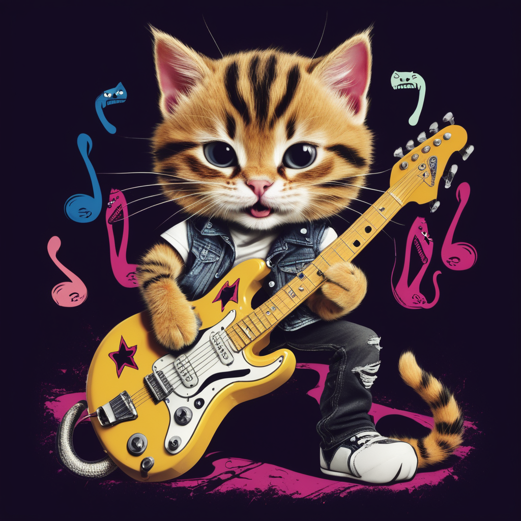 Hiss Funny Cats Kittens Rock Rockin bands