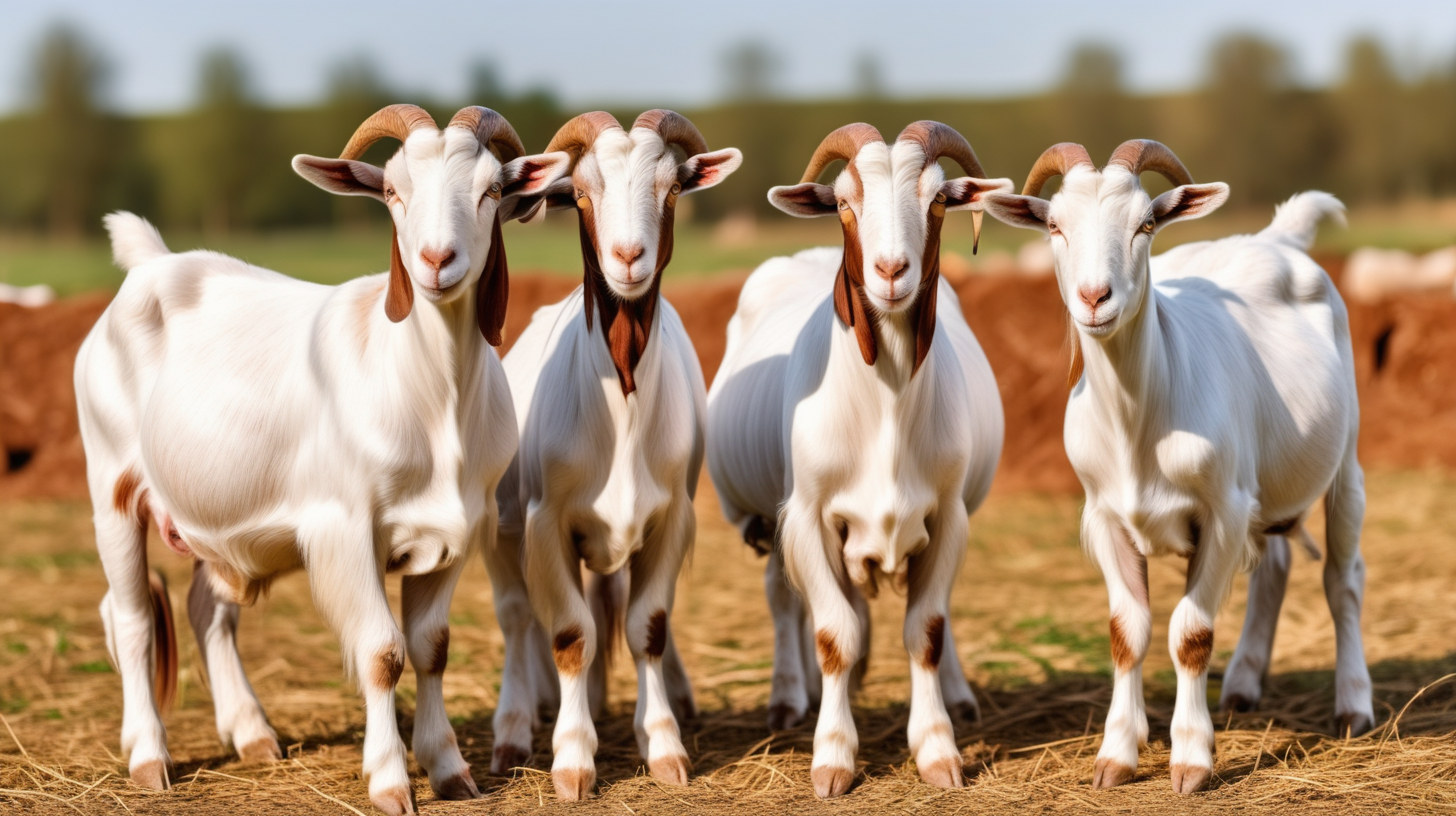 Beautiful female Boer Goats on the farm isolated