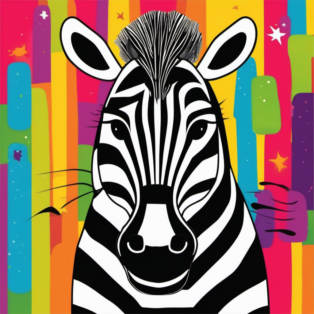 /imagine kids illustration, Zebra , cartoon style, Thick Lines, low details, vivid colour --ar 9:11