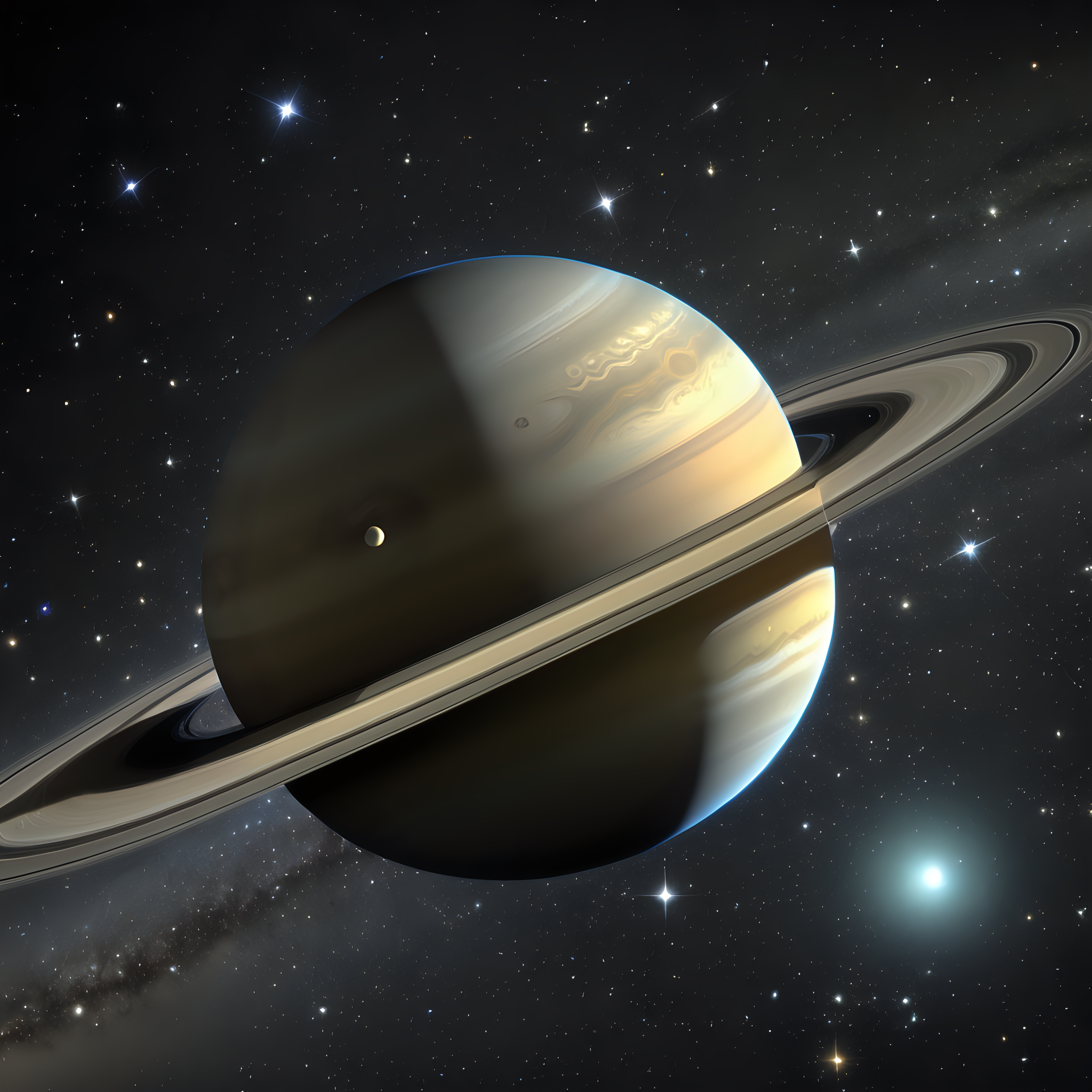 The planet Saturn surrounded by stars