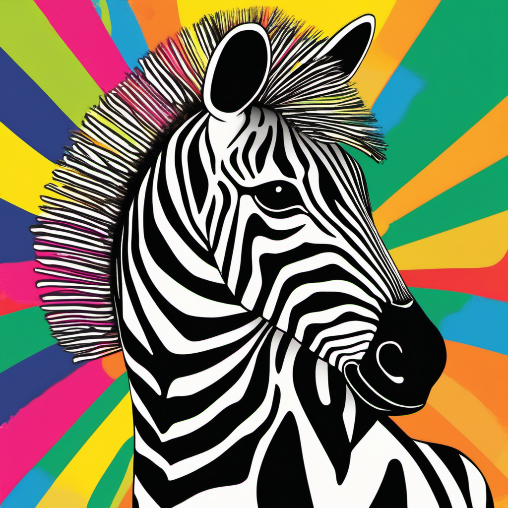 imagine kids illustration Zebra cartoon style Thick Lines