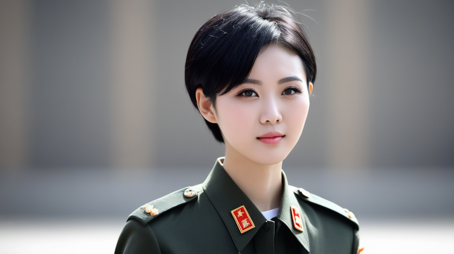 一名中国青年女兵
短发
黑发
主持新闻