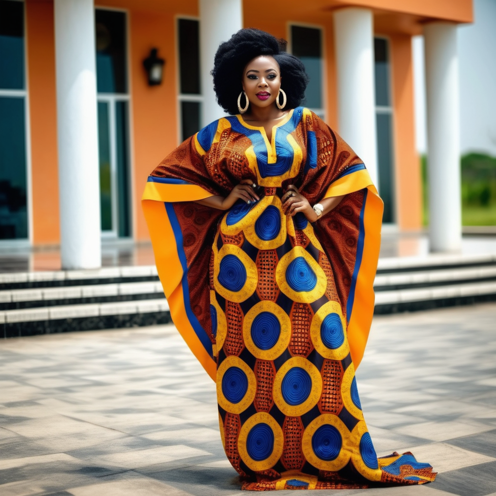 Nigerian lady wearing an ankara kaftan