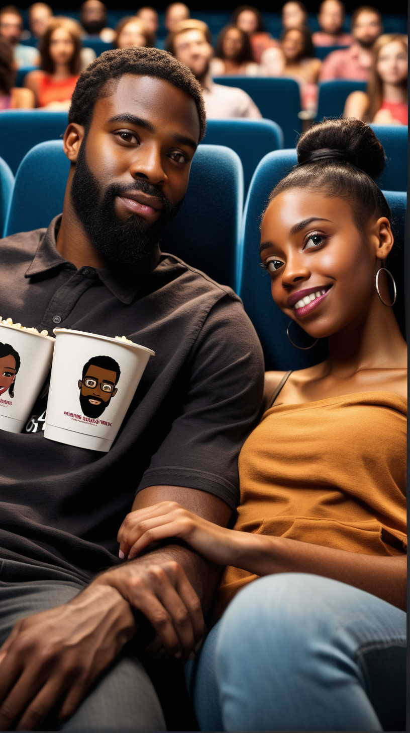 Black man with beard with Black Girlfriend at the movies