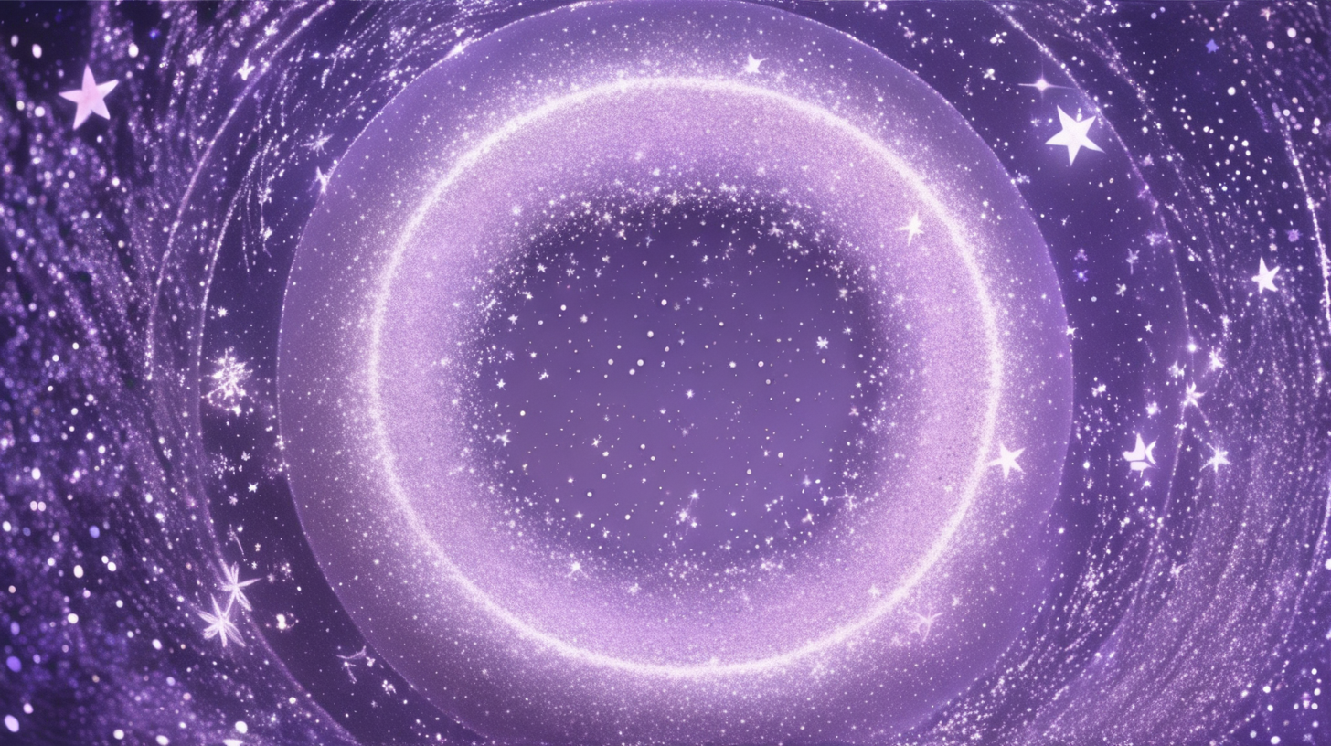 a  lavender glittery circle with lots of shimmer made of star dust  in anime style similar to NASA 