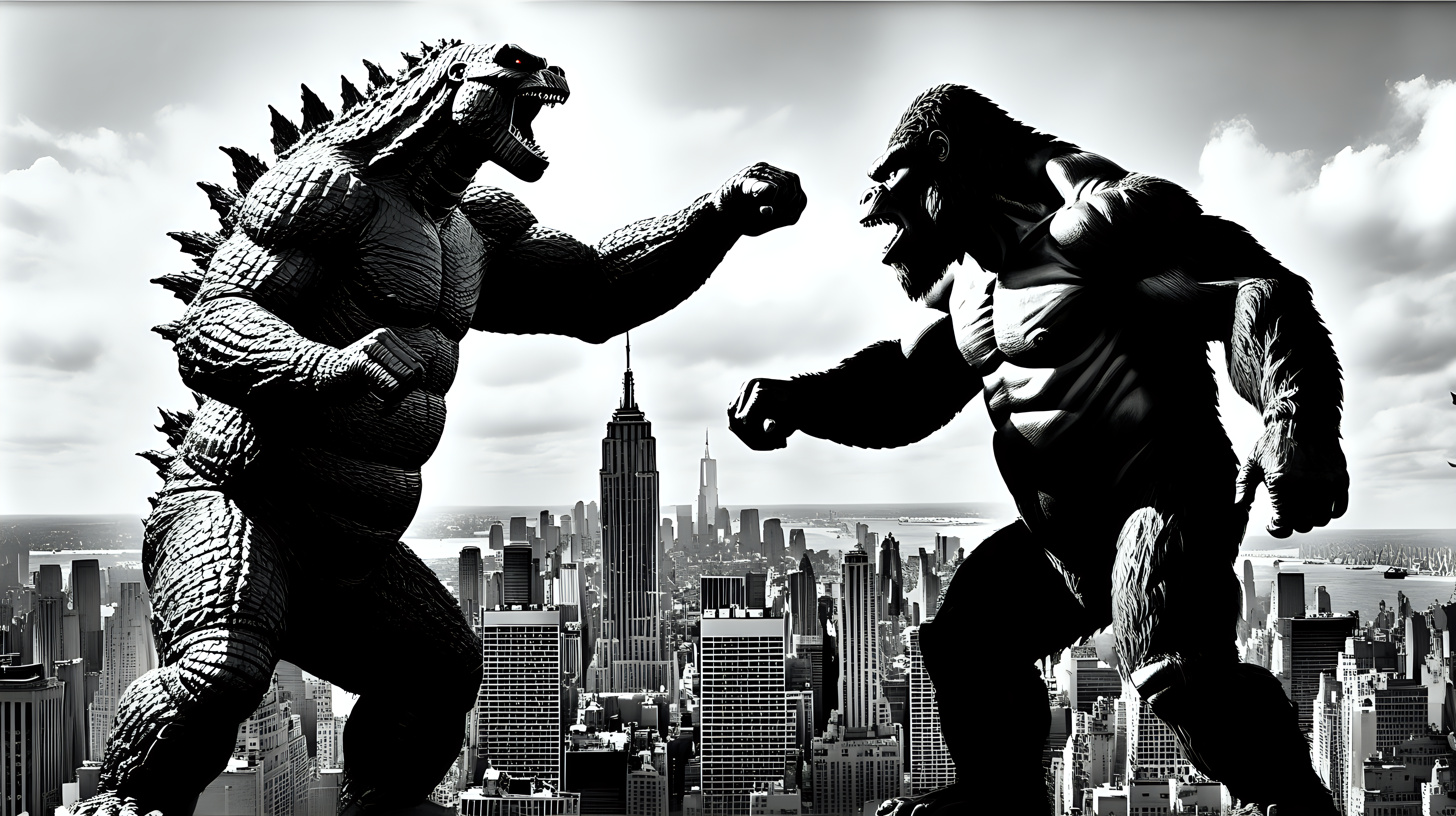 Godzilla & King Kong fighting in NYC