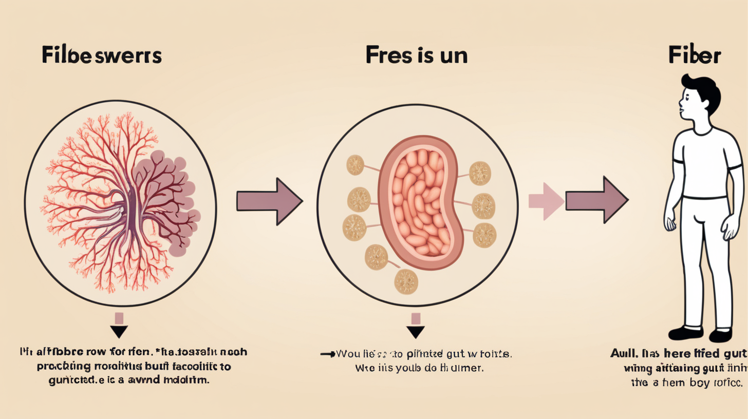 simple illustration showing how fiber is absorbed in the gut keeping you satiated.