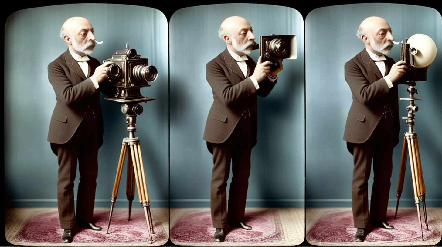 Georges Melies in color full shot in a