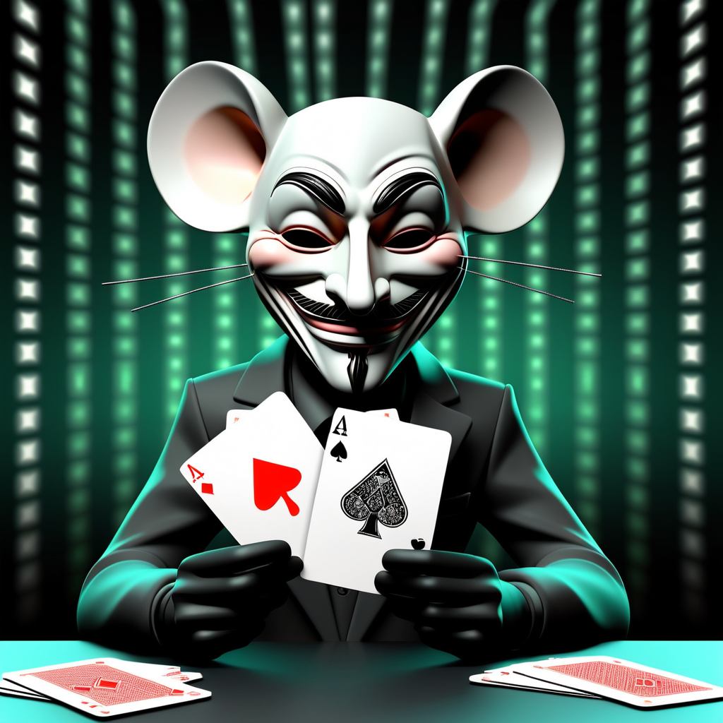 3D mask of an anonymous hacker mouse smiling