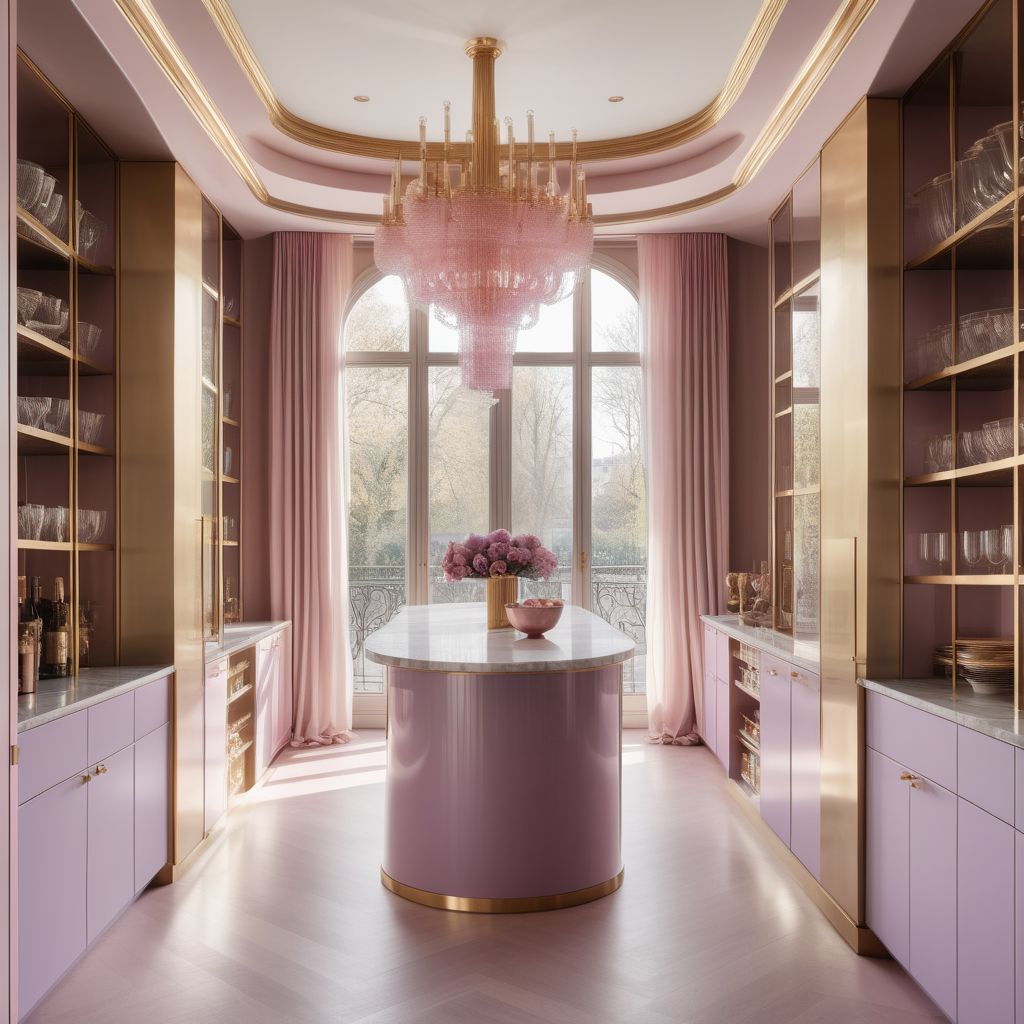 hyperrealistic image of large modern Parisian butlers pantry