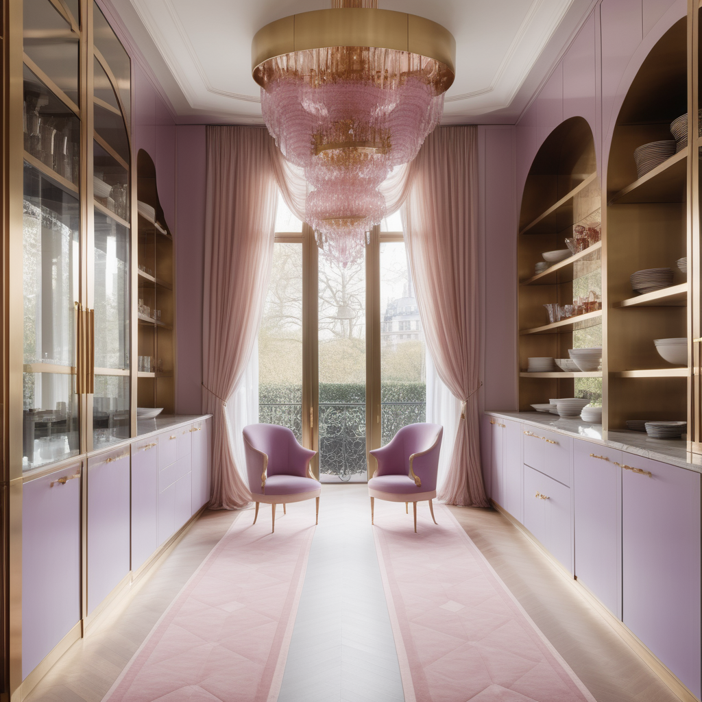 hyperrealistic image of large modern Parisian butlers pantry