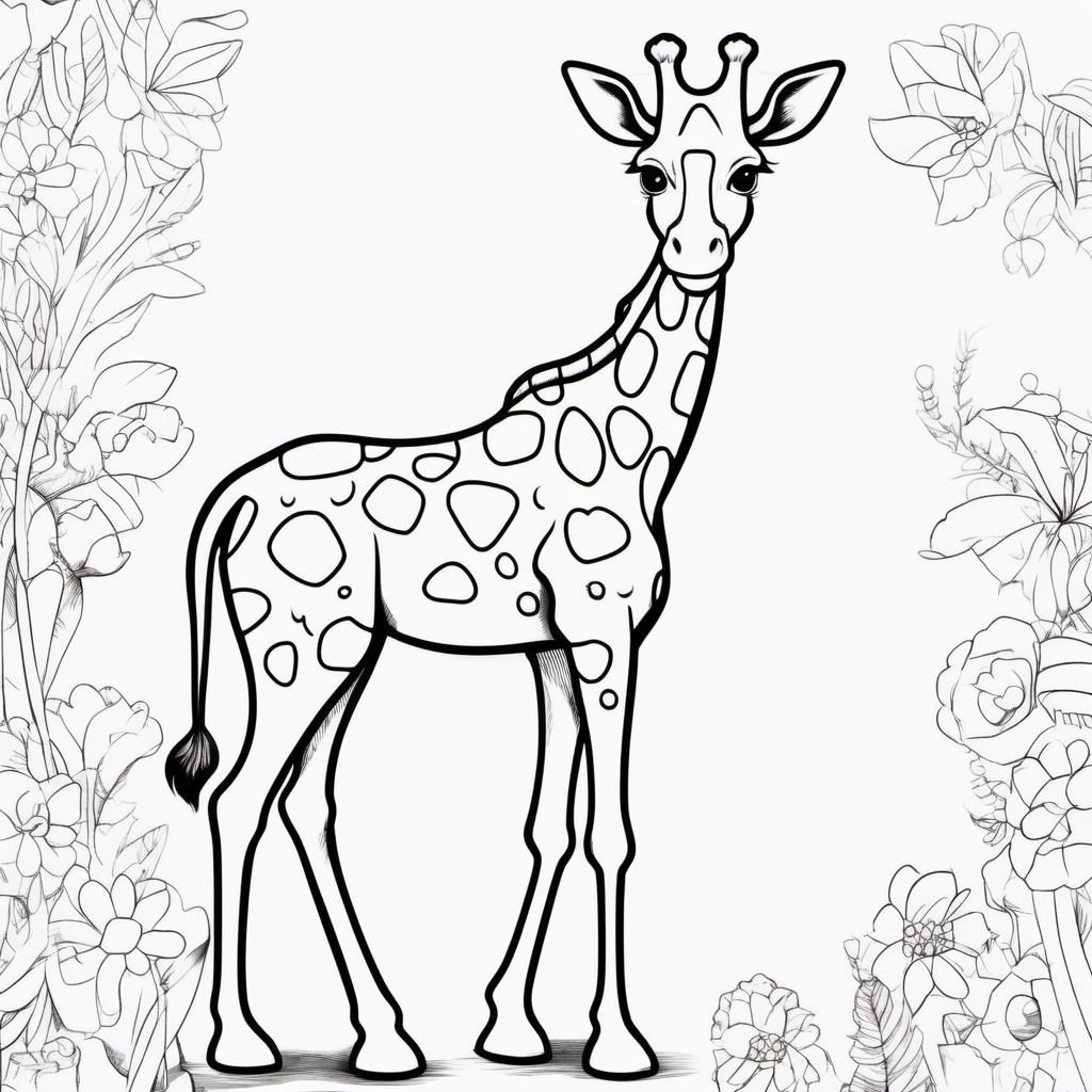 draw a cute Giraph with only the outline