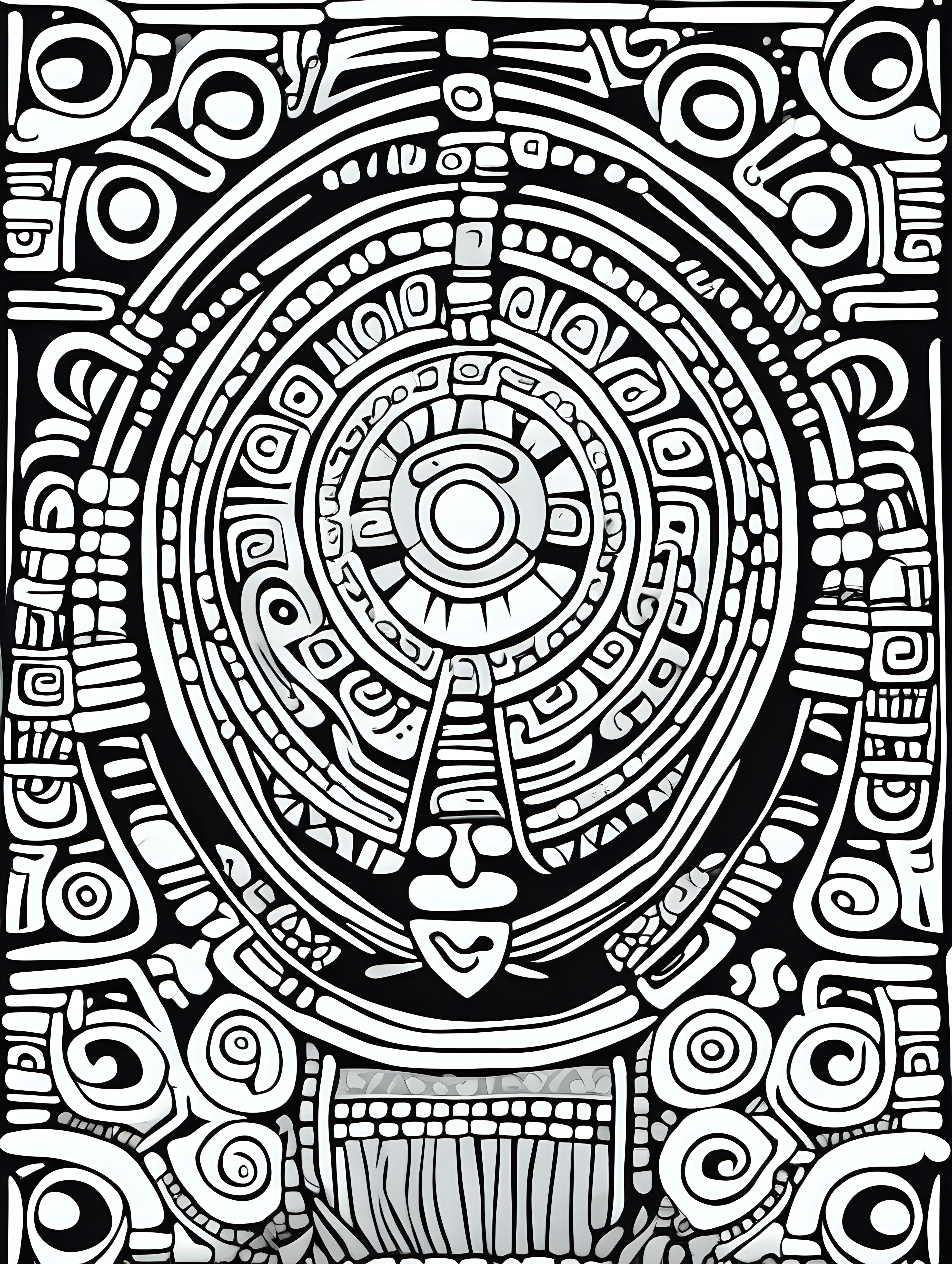 mayan design coloring page simple draw no colors