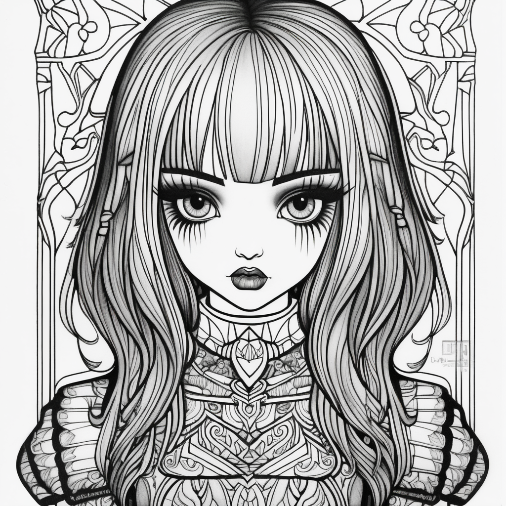 adult coloring page black white strong lines high