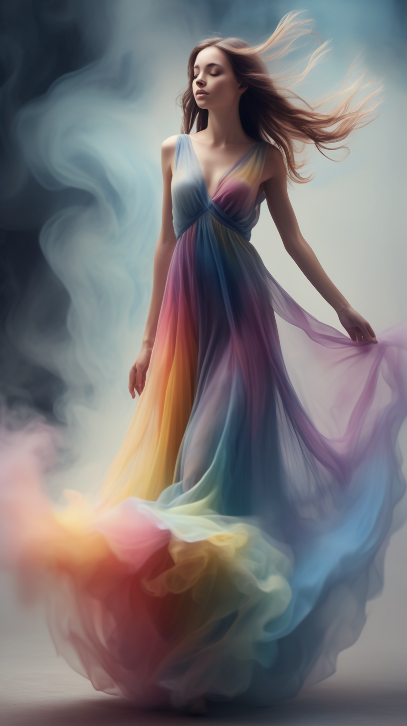 style parody={Official artwork}, Fluttering Dress, best quality, digital painting, extremely smooth, fluid, (Multi-colored smog:1. 2), dreamy, smooth, shimmering, dreamy glow, harmonious color scheme, 32k, Mysterious, masterpiece, perfect anatomy, professional photography, (out of focus:0. 5), <lora:more_details:0. 2>