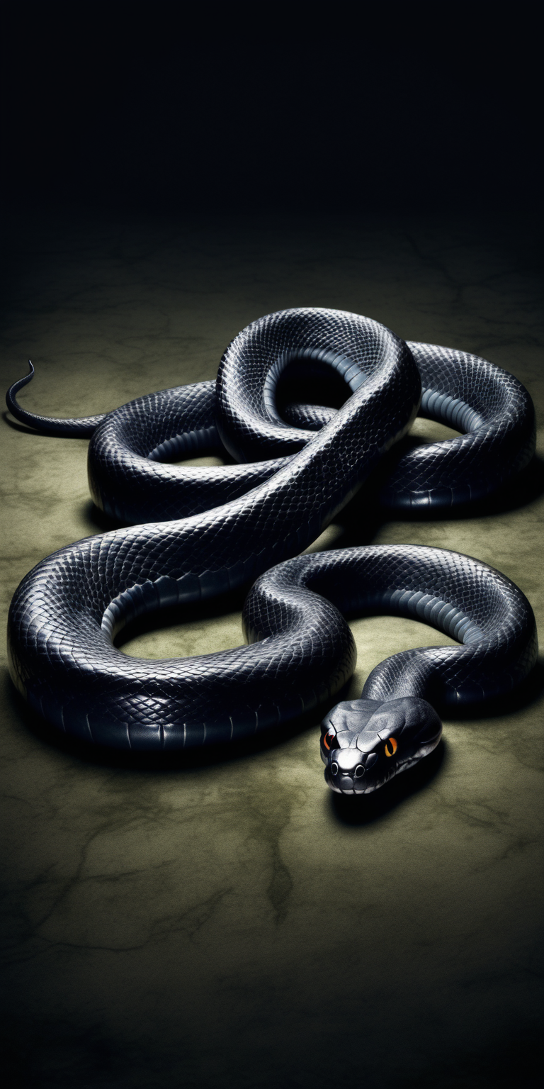 Realistic sinister black snake