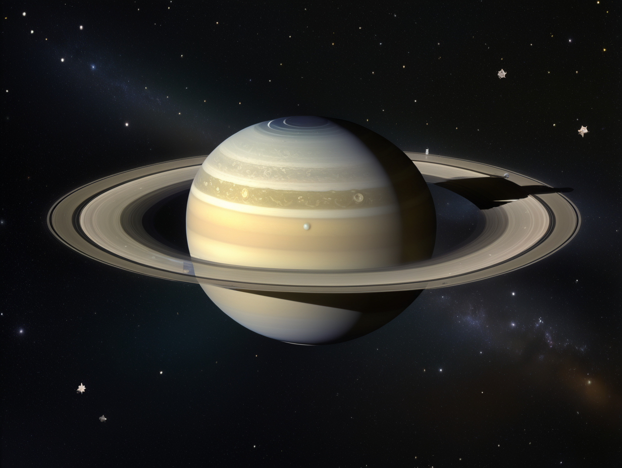The planet Saturn surrounded by stars