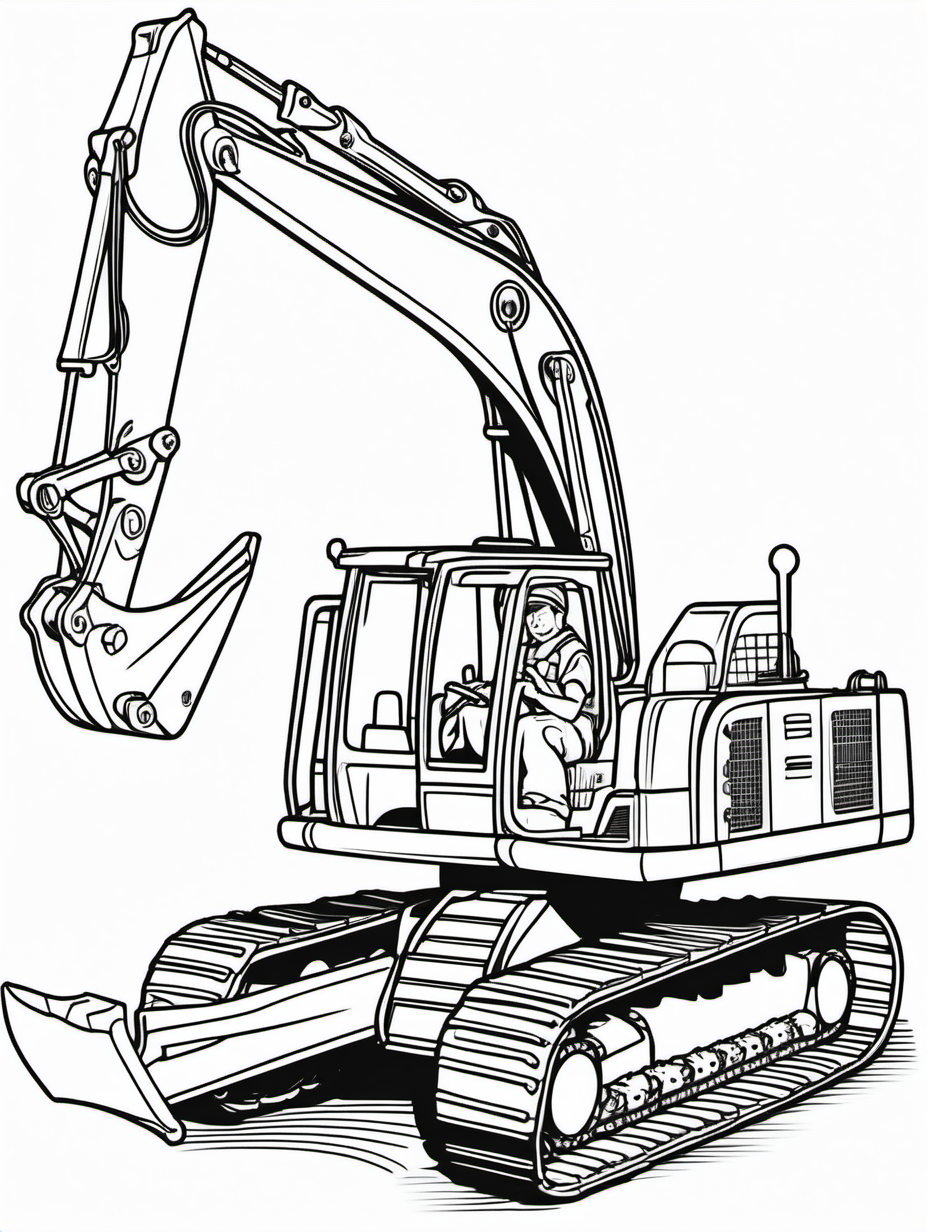 EXCAVATOR FOR COLOURING BOOK
