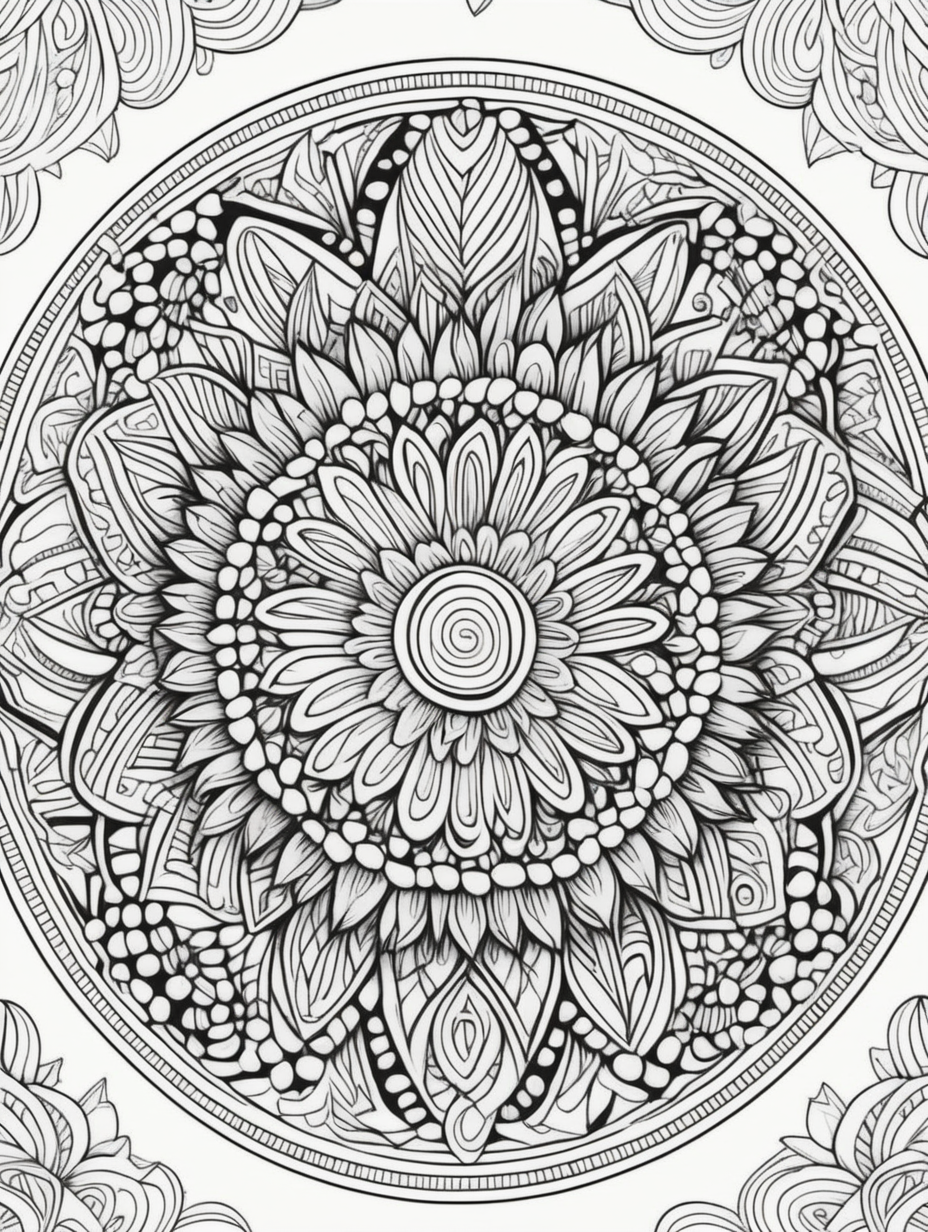 doodle inspired mandala art black and white childrens