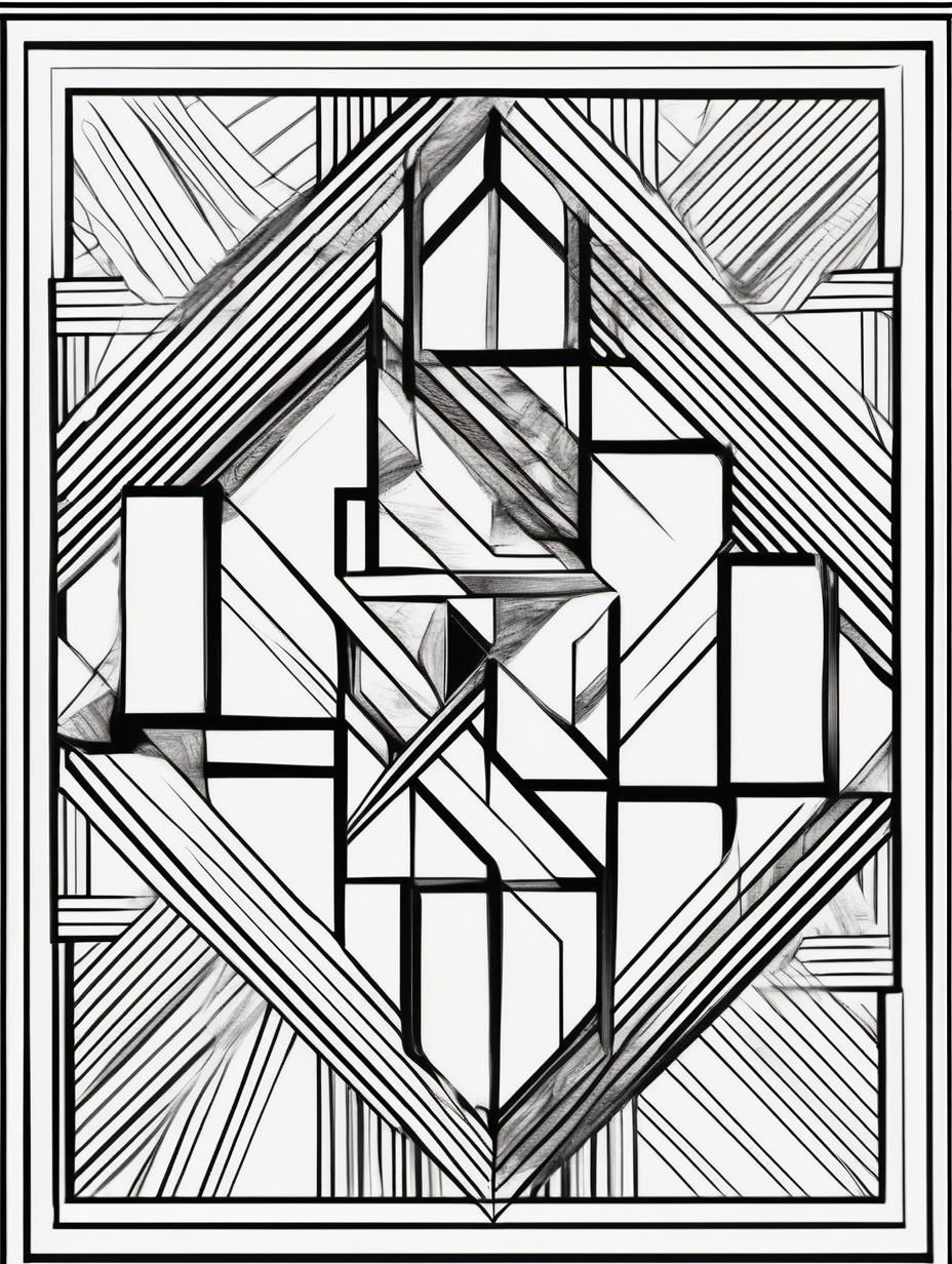 geometrical patterns ,coloring page, simple draw, no colors, 