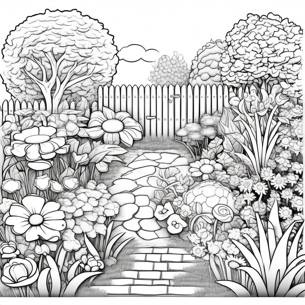 garden for toddler clean colouring book page no